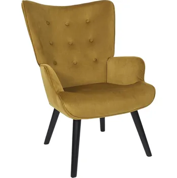 Křeslo Křeslo ušák Gulia žlutý manšestrový do obýváku skandinávský s vysokými nohami Intesi