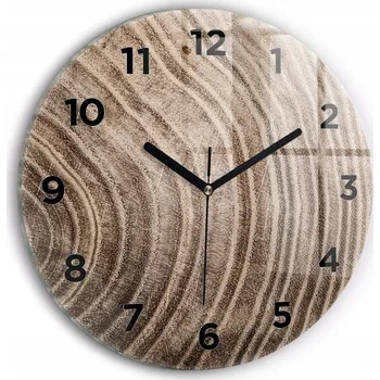 Hodiny Skleněné nástěnné hodiny do moderního interiéru se vzorem kmene stromu fi30 cm