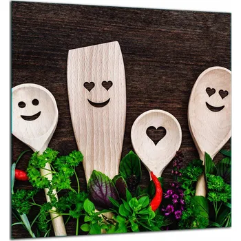 Kuchyňské prkénko SKLENĚNÁ OCHRANNÁ DESKA / PANEL S LEPIDLEM 60x65 cm DO KUCHYNĚ - Tvrzené Sklo - Kuchyňská ochrana 7v1