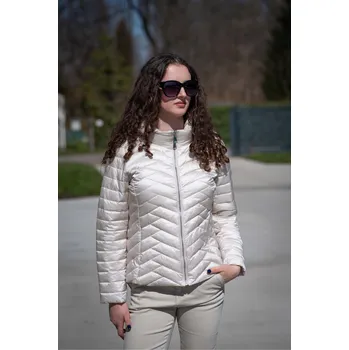 Dámský kabát Jarní bunda krátká FLY 2365 barva: bílá-smetanová, velikost: M