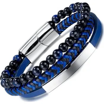 Náramek Pánský ocelový náramek Blue Braided Modrý 21cm Titan Jewerly 97k-cube