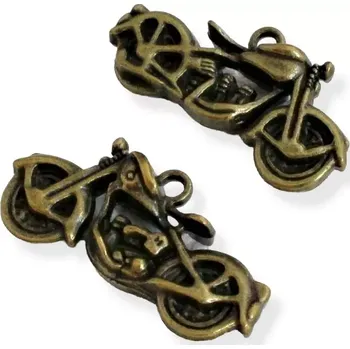 Materiál na výrobu šperku Přívěsek motorka velká starozlatá - 1 ks