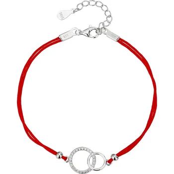 Náramek BEALIO Stříbrný náramek PROPOJENÉ KROUŽKY shamballa provázek Délka náramku: 17+3 cm 03-13464-3472