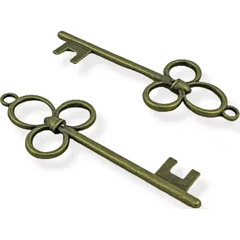 Materiál na výrobu šperku Přívěsek klíč velký starozlatý - 1 ks