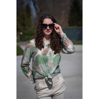 Dámská halenka Košile potisk na uzlík U7988 barva: zelená