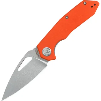 kapesní nůž KUBEY Coeus Stonewashed Sandvik 14C28N Čepel Oranžová G-10 Linerlock KU122W