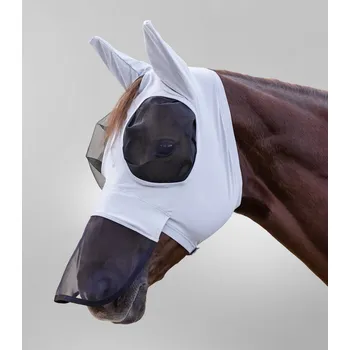Koňská maska proti hmyzu Maska proti hmyzu Waldhausen Puck - s ochranou nozder, stříbrná, XFull