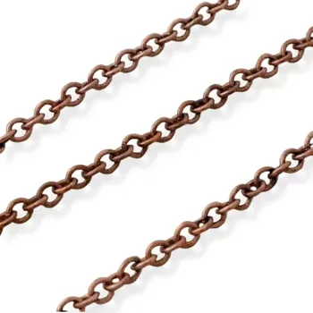 Materiál na výrobu šperku Řetízek oválný 2mm očka staroměď - 1 m