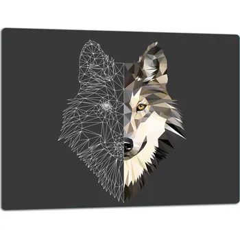 Obraz SKLENĚNÁ DESKA NA KRAJOVÁNÍ 52x40 VLK ČERNÁ TVRZENÉ SKLO 7v1