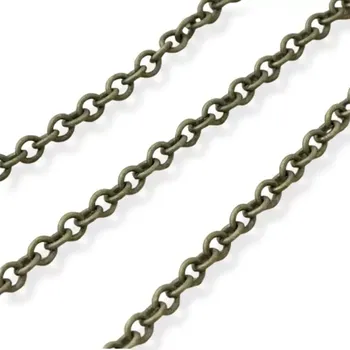 Materiál na výrobu šperku Řetízek oválný 2mm očka starozlato - 1 m