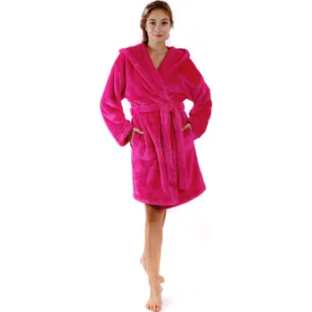 Dámský župan Dámský 3/4 hřejivý župan s kapucí LILLY EXTRA malinová - S-M