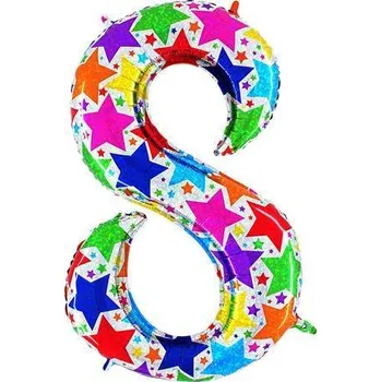 Grabo Ballons Itálie Nafukovací balónek číslo 8 barevné hvězdičky 102cm extra velký - Grabo | Cukrářské potřeby