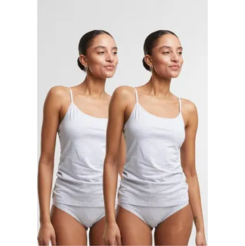 Ladies Basic Tank Top Cotton 2-Pack - heathergrey+heathergrey XS