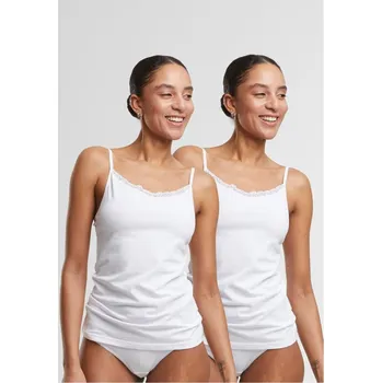 Ladies Basic Tank Top Cotton Lace 2-Pack - white+white S