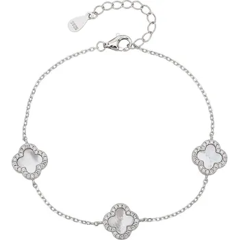 Náramek BEALIO BEALIO Stříbrný náramek ČTYŘLÍSTEK perleť Délka náramku: 17+3 cm 03-13471-3466