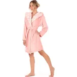 Dámský 3/4 župan s kapucí FLORA světle růžová - L