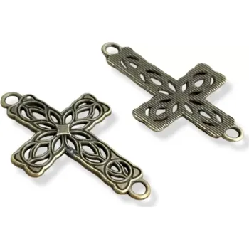 Materiál na výrobu šperku Filigránový kříž starozlatý - 1 ks