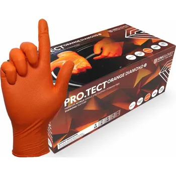 Vyšetřovací rukavice UNIGLOVES Nitrilové rukavice - PRO.TECT ORANGE DIAMOND HD, 100 ks Velikost: L (9)