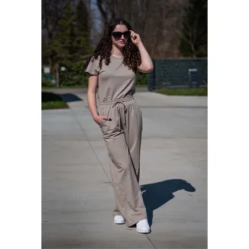 Teplákové kalhoty wide leg DZ1016 barva: hnědá-fango