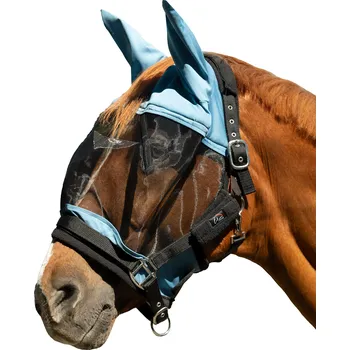 Koňská maska proti hmyzu Maska proti hmyzu HKM Premium, kouřově modrá, Shetty