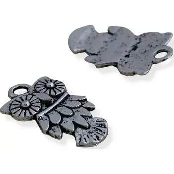 Materiál na výrobu šperku Přívěsek sova starostříbro - 2 ks