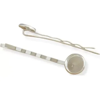 Sponka do vlasů pinetka s lůžkem stříbrná - 2 ks