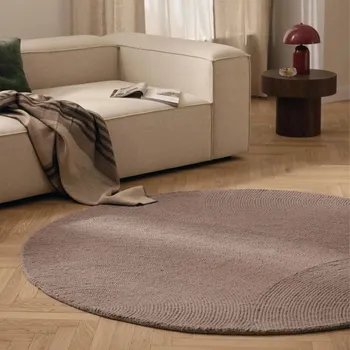 Koberec Koberec ELENI kulatý ručně všívaný koberec z vlny béžový 120 cm