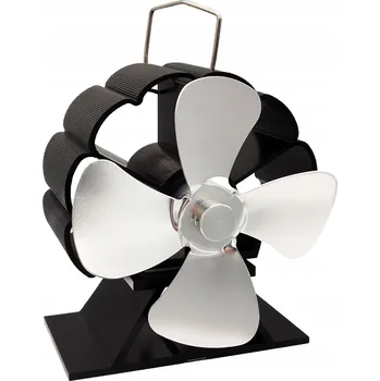 Krbový ventilátor Ventilátor na kamna FLAMINGO čtyřlopatkový MINI, stříbrný