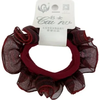 Gumička látková do vlasů velká vínová 1 kus