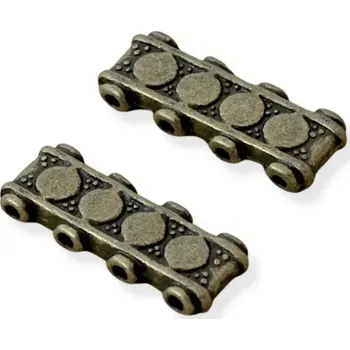 Materiál na výrobu šperku Rozdělovník čtyřřadý starozlato - 2 ks