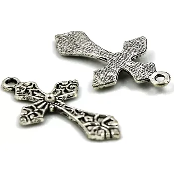 Materiál na výrobu šperku Přívěsek křížek zdobený starostříbro - 1 ks