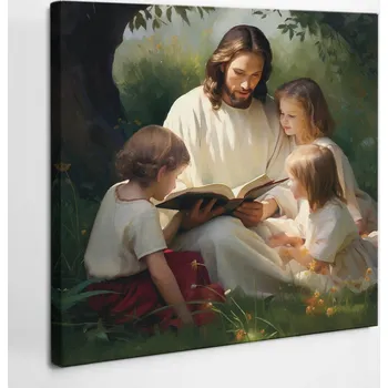 Obraz Tištěný Obraz na plátně Ježíš Kristus s dětmi 40x40 cm
