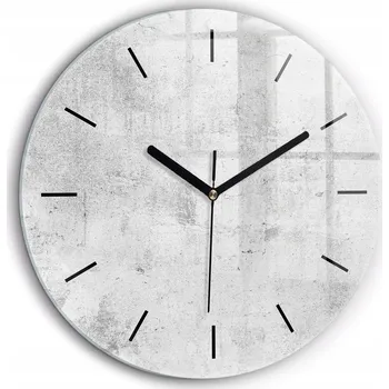 Hodiny Moderní skleněné foto hodiny na zeď Betonová zeď černé ručičky průměr 60 cm