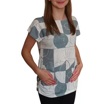 Dámská halenka Halenka Pratto bílo-šedá s gumičkami na bocích velikost pratto: 46