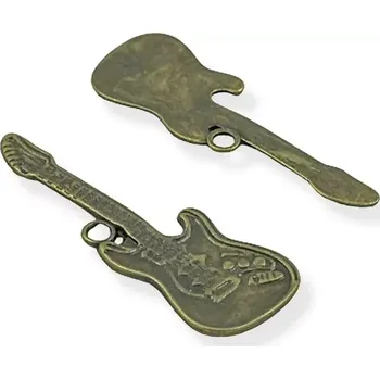 Materiál na výrobu šperku Přívěsek kytara starozlatá - 1 ks