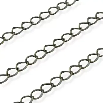 Materiál na výrobu šperku Řetízek 5mm očka starozlatý - 21cm kus