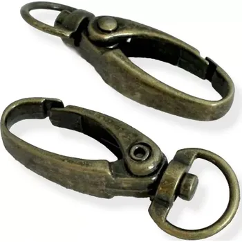 Materiál na výrobu šperku Karabina na kabelku otočná starozlatá 36mm - 1 ks