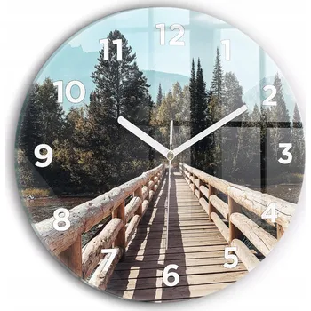 Hodiny Ozdobné nástěnné hodiny s krásnou grafikou Hor v Yellowstone kulatý průměr 30 cm