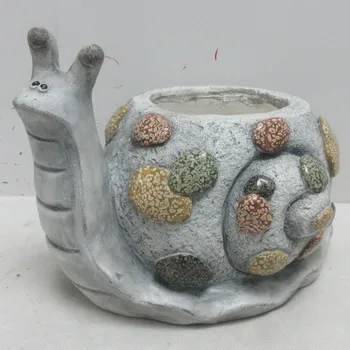 Šnek - magnesium, obal na květiny, šedý s kamínky