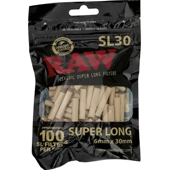 RAW Black extra dlouhé celulózové filtry, 100 ks