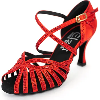 Dámské lodičky Dámské taneční boty Elza - 1114 červená 7,5 cm Flare Velikost: 37