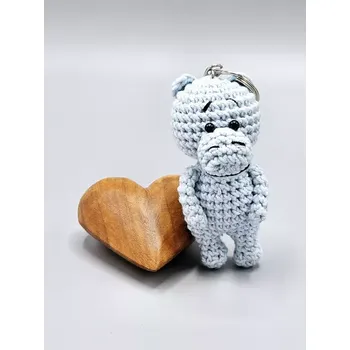 Ručně háčkovaný hroch mini šedo modrý jako klíčenka