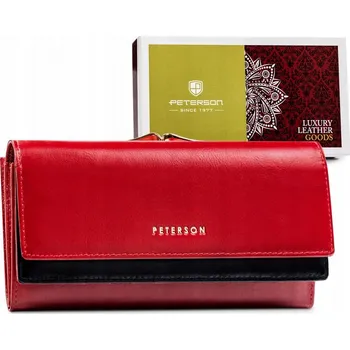 Peněženka Peterson peněženka z pravé kůže červená - dámská