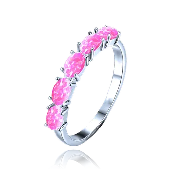 Prsten MINET Stříbrný prsten s růžovými opálky vel. 56 Velikost prstenu: 56