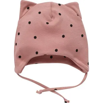 Kojenecké oblečení PINOKIO Čepička zavazovací Tres Bien puntíky STARORŮŽOVÁ - 62