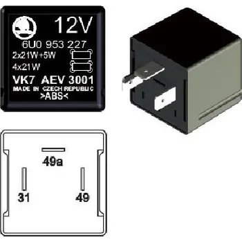 Relé Přerušovač blinkrů 12V AEV 3001 (AEV3001 Přerušovač směrových světel AEV 3001)