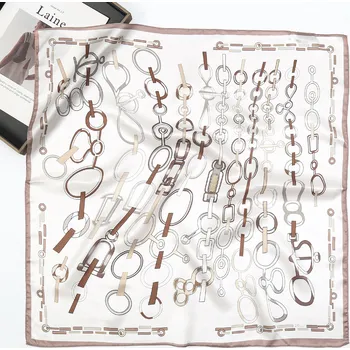 Šátek Hedvábný šátek Veselé řetízky béžové 70x70 cm v dárkovém balení, HEDVÁBNÝ SVĚT