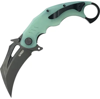 kapesní nůž KUBEY Wrath Blackwashed Sandvik 14C28N Čepel Jade G10 Linerlock KU261K