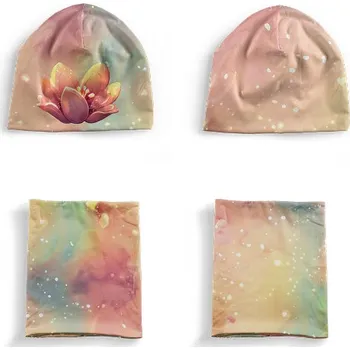 Panel se střihem M funkční úplet STRONG set čepice a nákrčník pohádkový květ