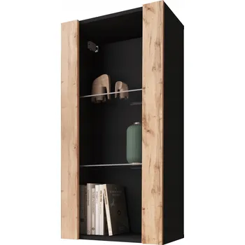Knihovna Černá vitrína, dub wotan matný 100 x 55 x 29,5 cm Komodee